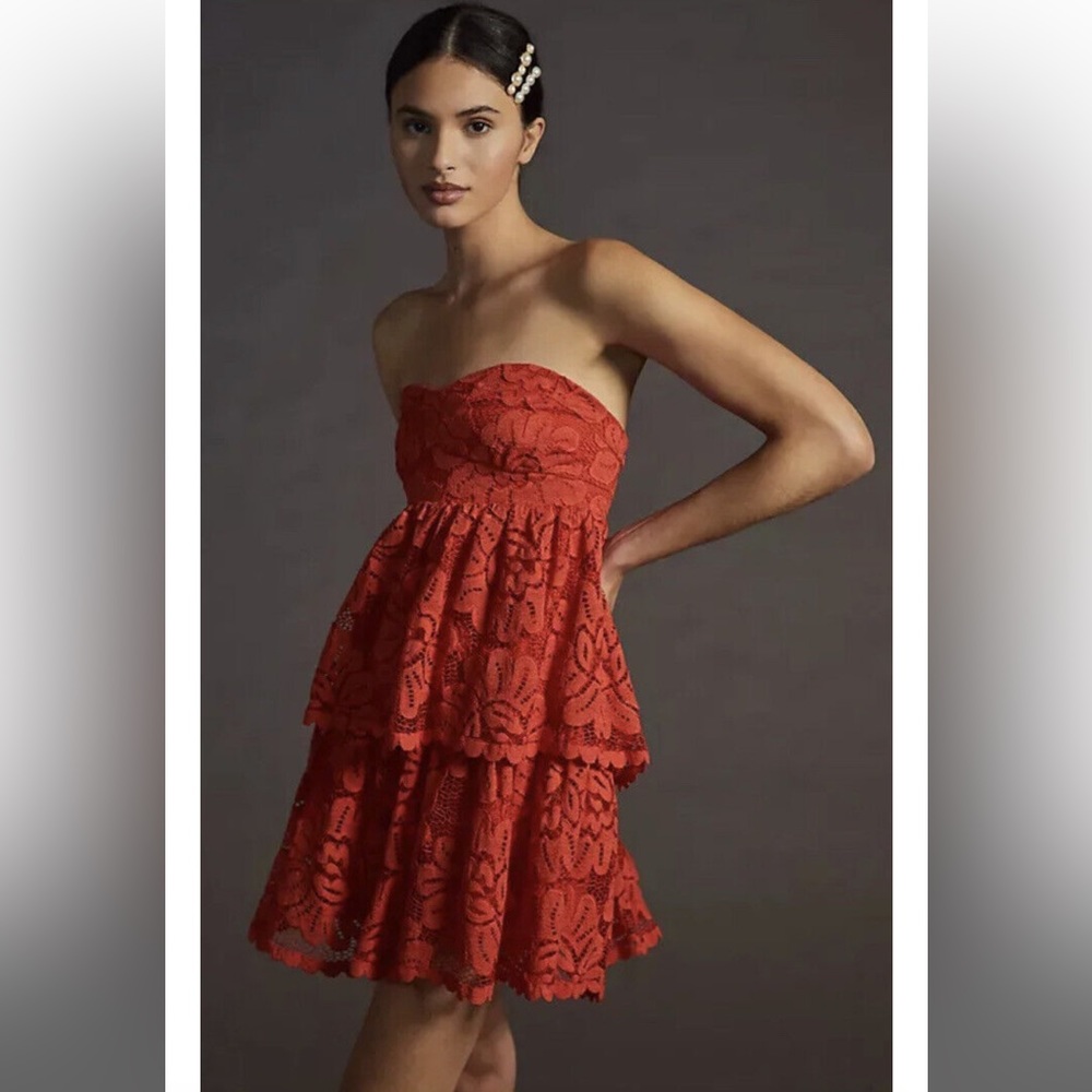 Anthropologie red Maeve dress with removable straps